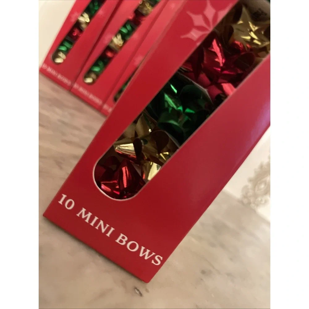 Mini Gift Bows‎ Red Green Gold Stick-on Adhesive Holiday 60 pcs